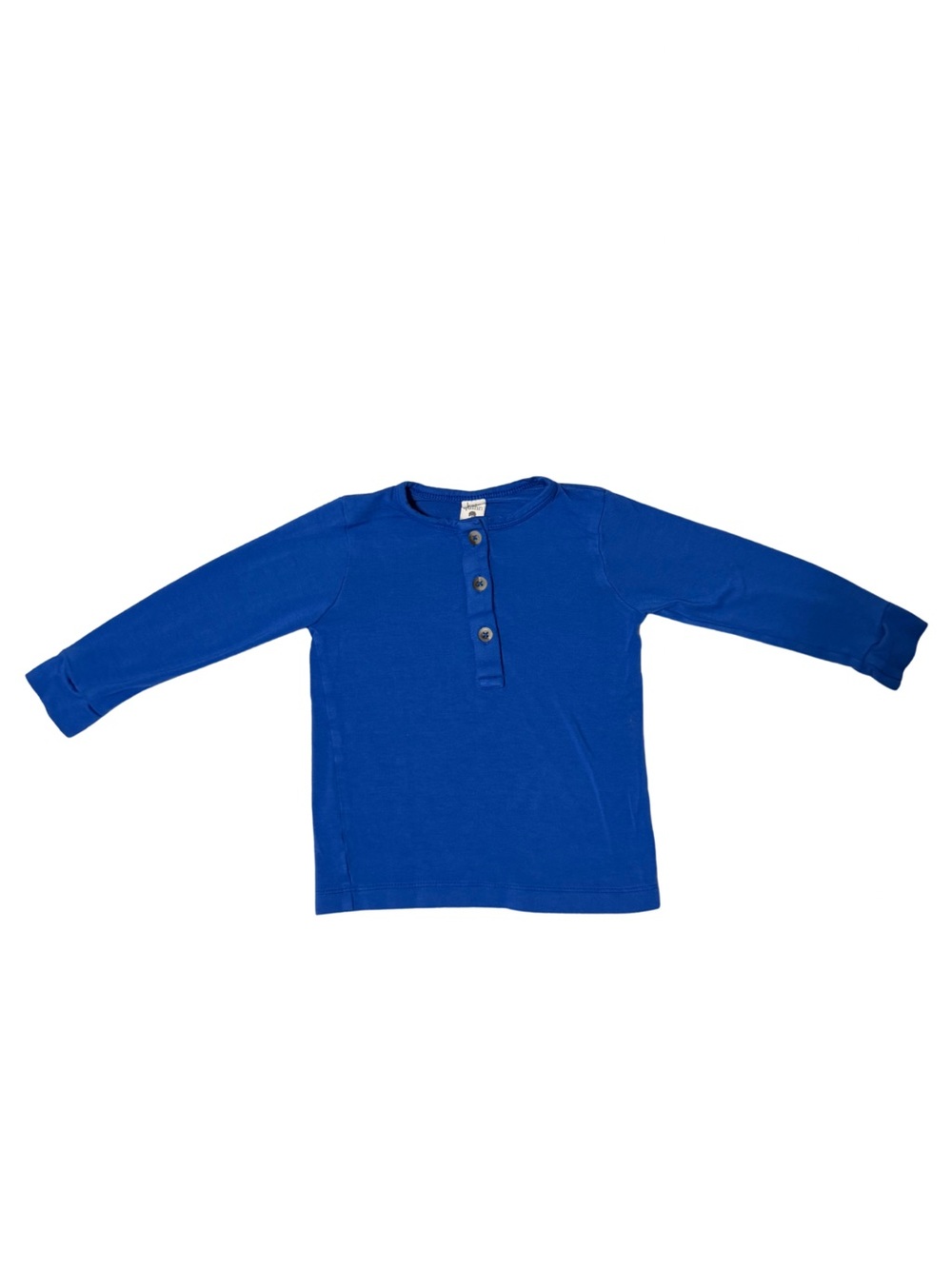 kate quinn - long sleeve basic cuffed henley tee | bright blue | bamboo - 2T